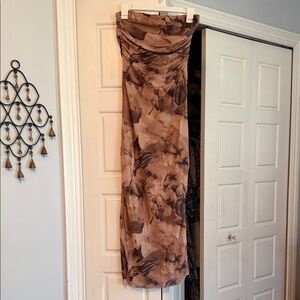 Brown Floral Print Maxi Dress